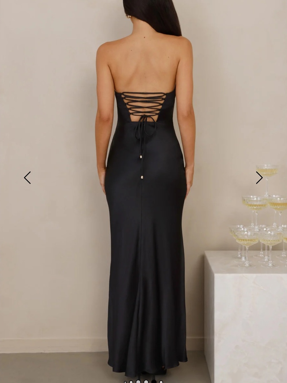 Hello Molly Strapless Black Satin Gown - Picture 2 of 4